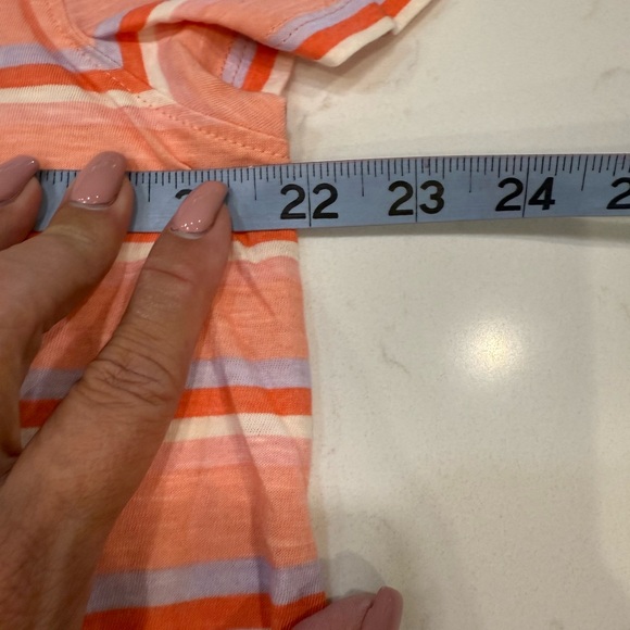 NWT LOFT Coral and White Striped Tee - Picture 3 of 4